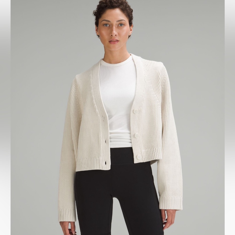 New With Tags - Lululemon - Cotton Blend Cardigan - Size S - Bone.